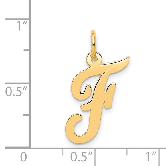 14k Yellow Gold, Madison Collection, Medium Script Initial F Pendant - Picture 4 of 5